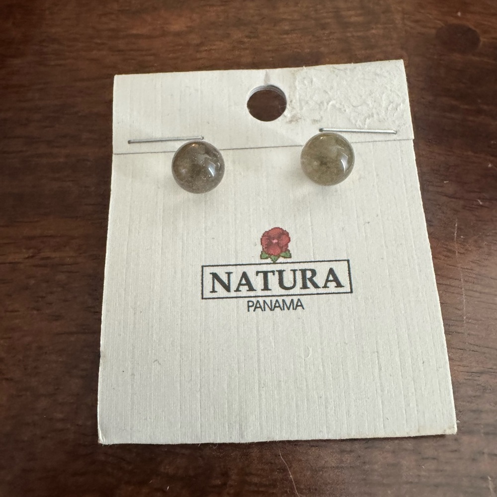 Natura Panama  Clear Stud Earrings.